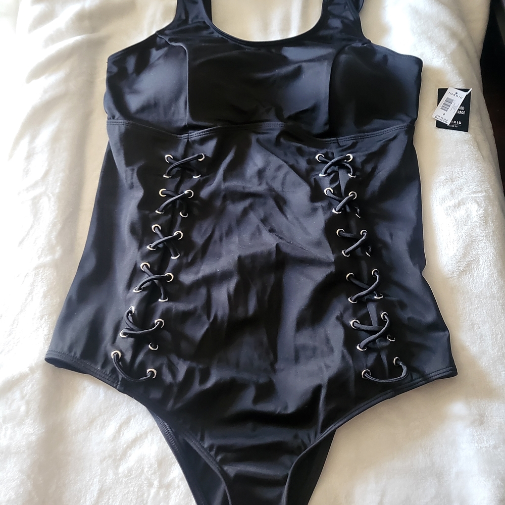 NWT Torrid Black Bodysuit with Corset Lacing